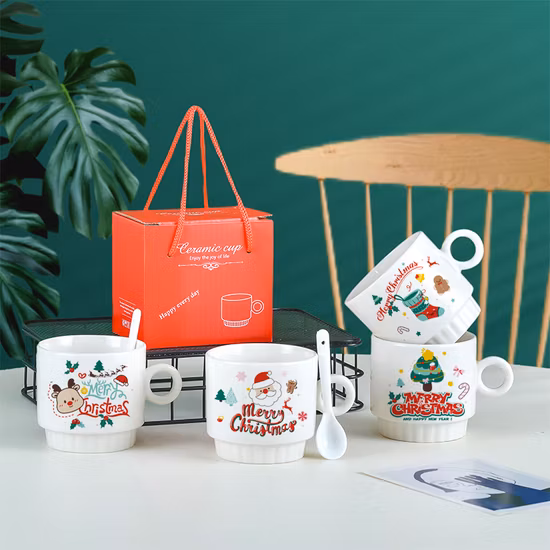 Taza de cerámica creativa de dibujos animados Taza de regalo de Navidad