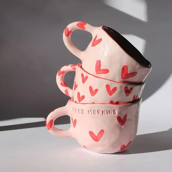 Taza de cerámica impresa personalizada de las tazas de café de las tazas de café de los regalos de la tarjeta del día de San Valentín